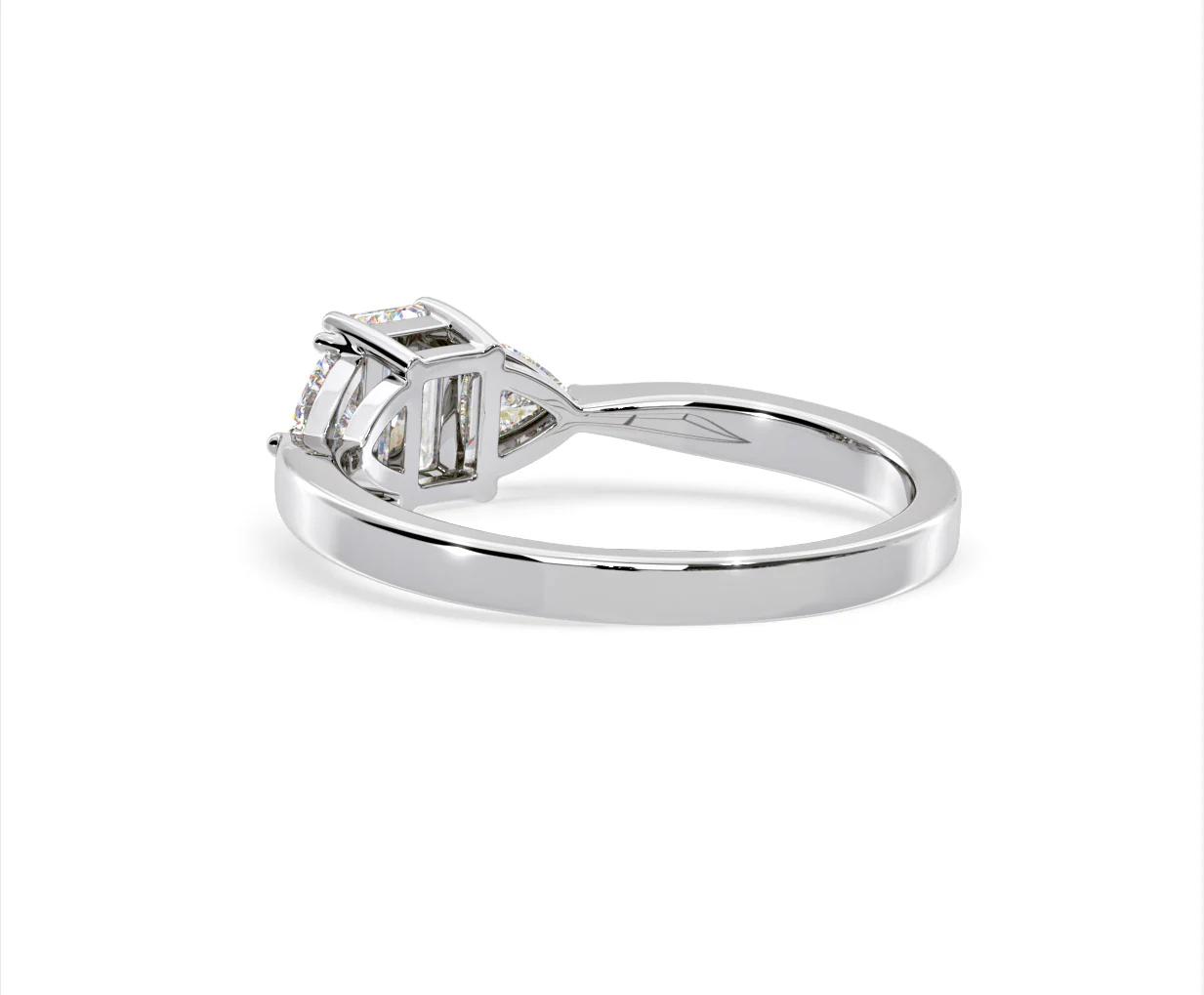 Aurora Lab Diamond Emerald Cut and Trillion 1.00ct Ring in 18K White Gold F/VS1 - Image 119
