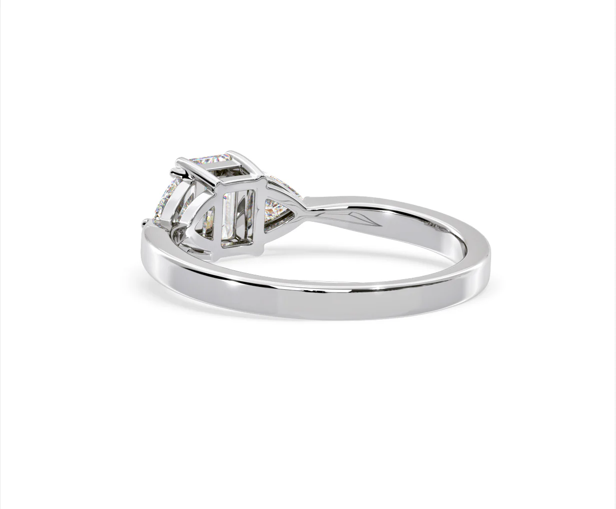 Aurora Lab Diamond Emerald Cut and Trillion 1.00ct Ring in 18K White Gold F/VS1 - Image 120