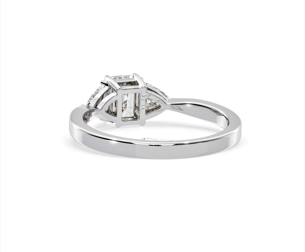 Aurora Lab Diamond Emerald Cut and Trillion 1.00ct Ring in 18K White Gold F/VS1 - Image 123