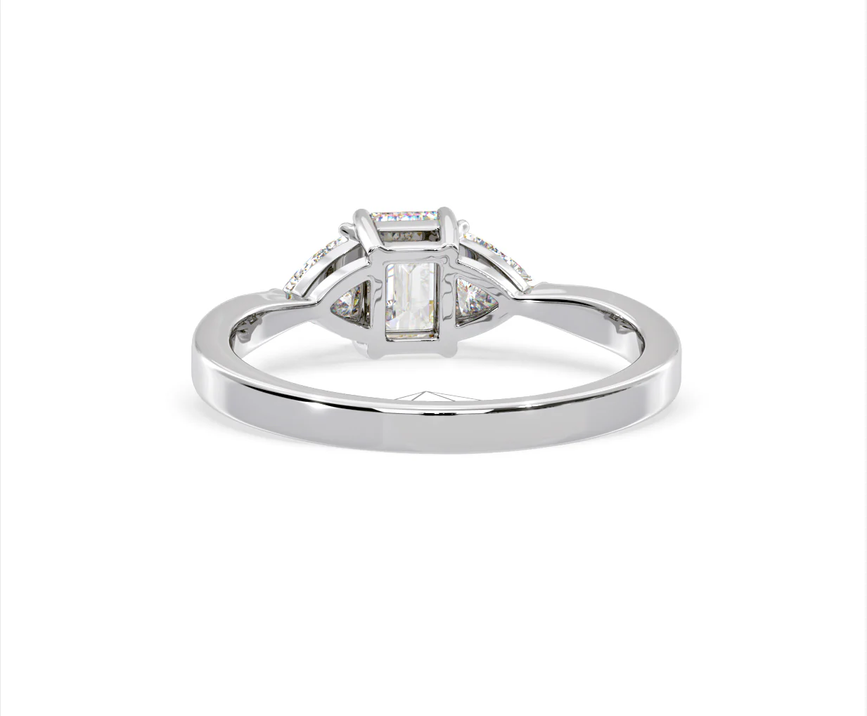 Aurora Lab Diamond Emerald Cut and Trillion 1.00ct Ring in 18K White Gold F/VS1 - Image 126