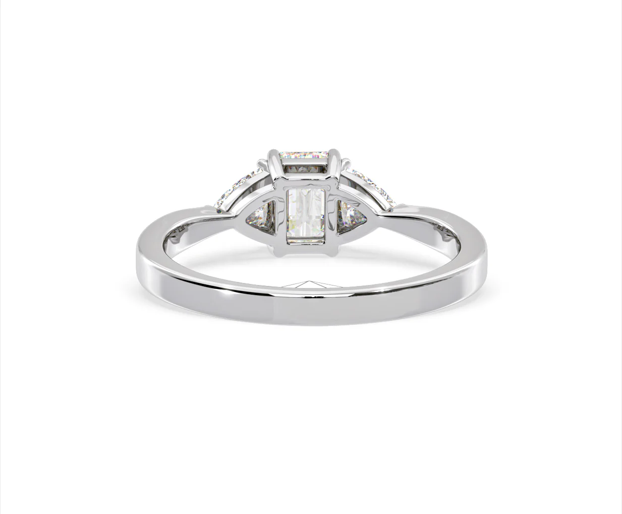 Aurora Lab Diamond Emerald Cut and Trillion 1.00ct Ring in 18K White Gold F/VS1 - Image 127