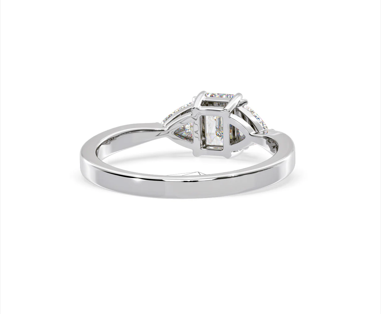Aurora Lab Diamond Emerald Cut and Trillion 1.00ct Ring in 18K White Gold F/VS1 - Image 131