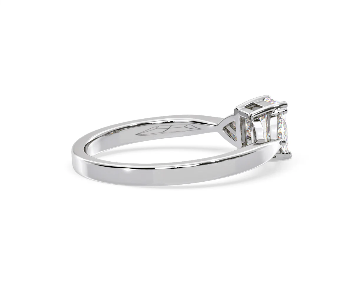 Aurora Lab Diamond Emerald Cut and Trillion 1.00ct Ring in 18K White Gold F/VS1 - Image 141