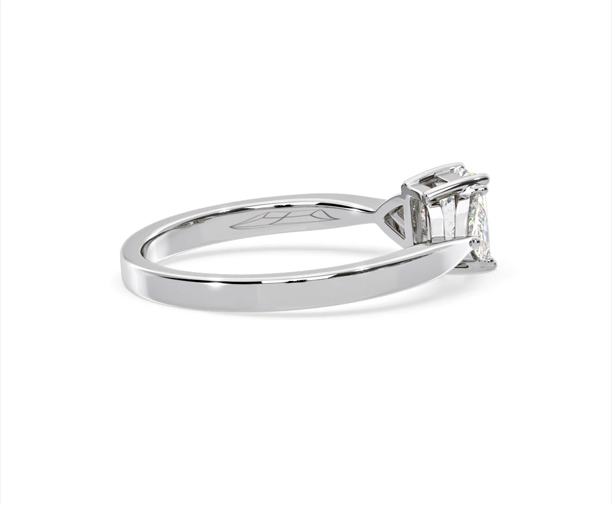 Aurora Lab Diamond Emerald Cut and Trillion 1.00ct Ring in 18K White Gold F/VS1 - Image 142