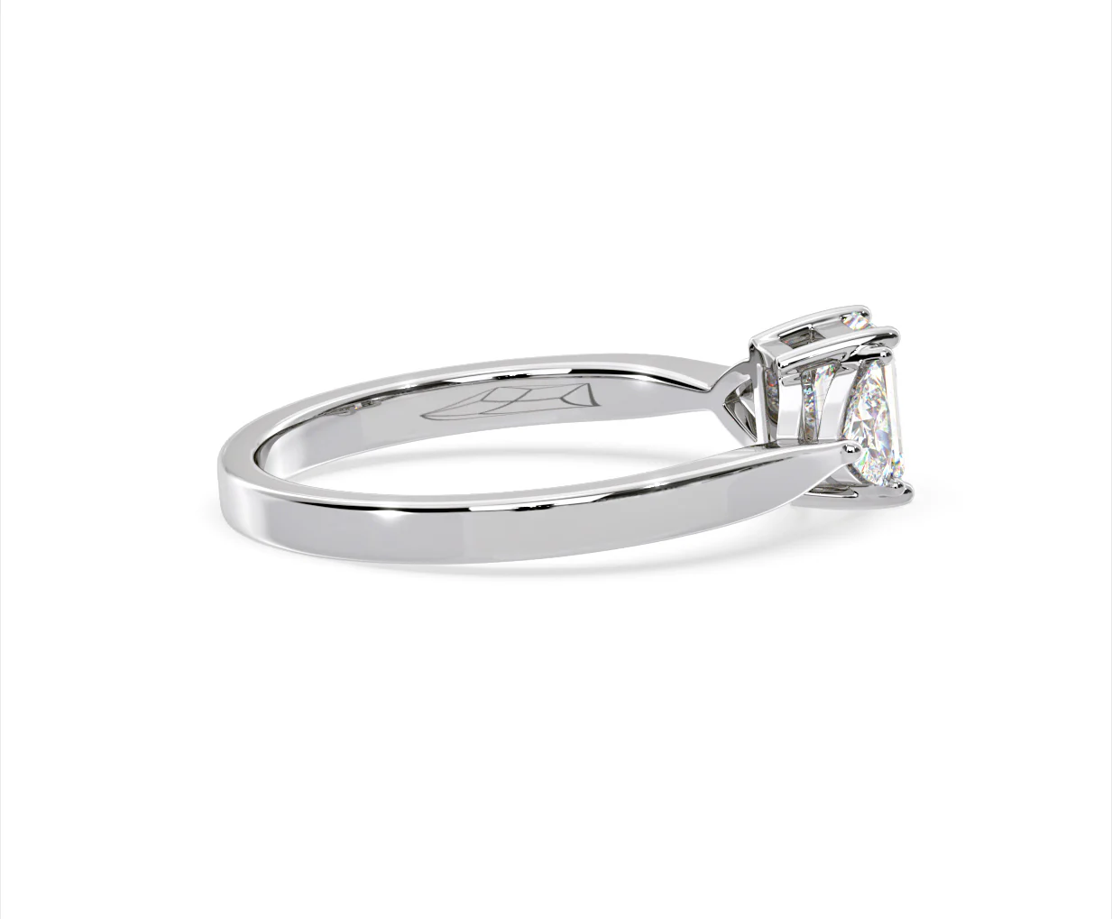 Aurora Lab Diamond Emerald Cut and Trillion 1.00ct Ring in 18K White Gold F/VS1 - Image 144