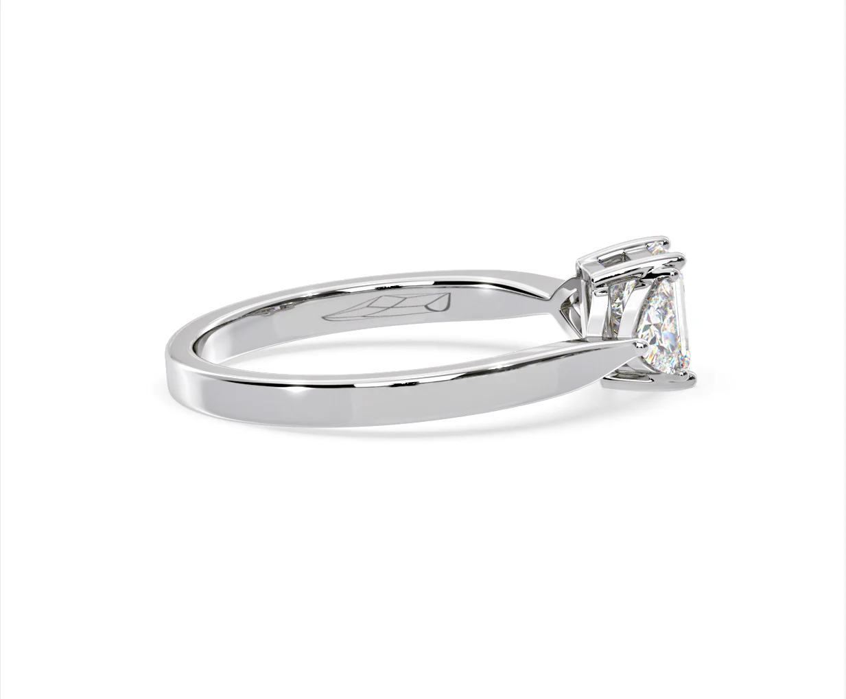 Aurora Lab Diamond Emerald Cut and Trillion 1.00ct Ring in 18K White Gold F/VS1 - Image 145