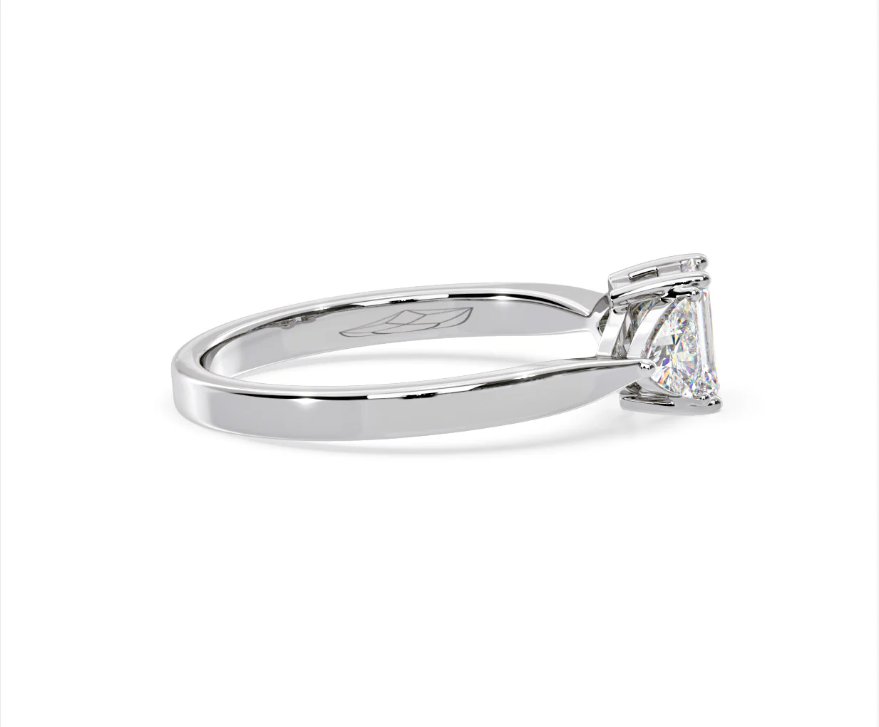 Aurora Lab Diamond Emerald Cut and Trillion 1.00ct Ring in 18K White Gold F/VS1 - Image 147