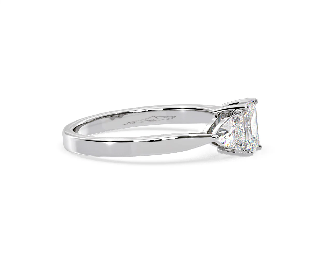 Aurora Lab Diamond Emerald Cut and Trillion 1.00ct Ring in 18K White Gold F/VS1 - Image 151