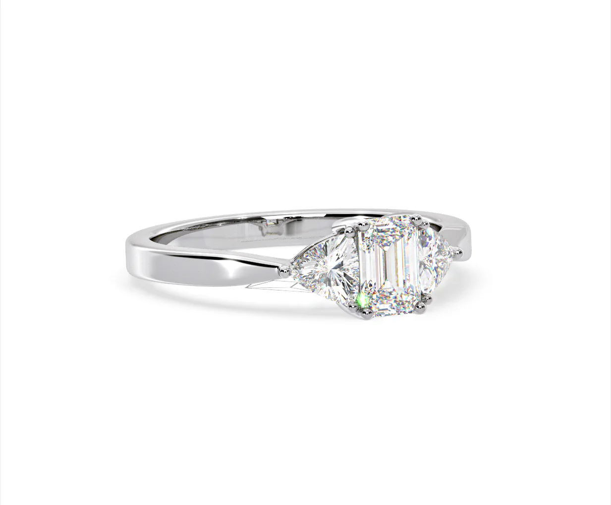 Aurora Lab Diamond Emerald Cut and Trillion 1.00ct Ring in 18K White Gold F/VS1 - Image 161