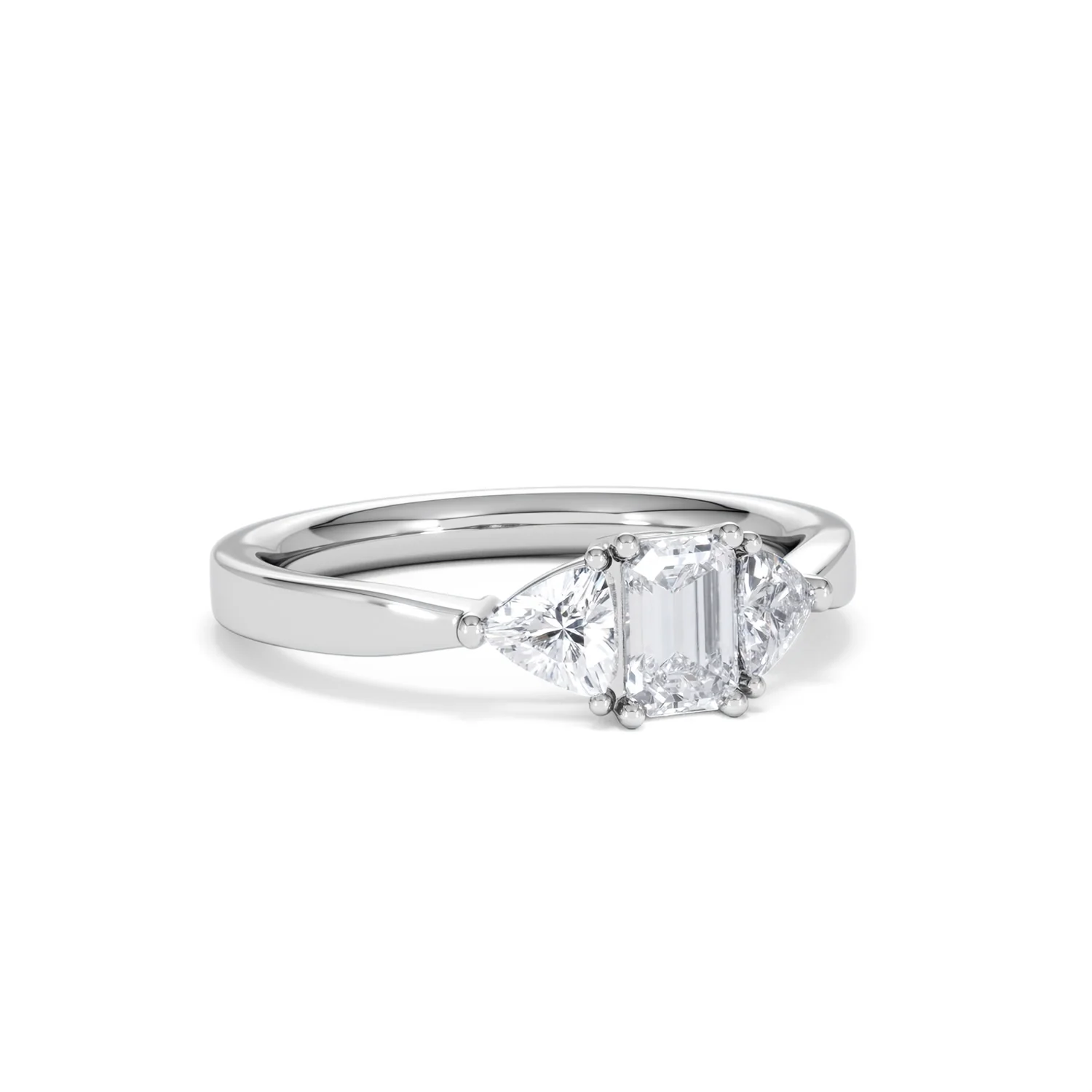 Aurora Lab Diamond Emerald Cut and Trillion 1.00ct Ring in 18K White Gold F/VS1 - Image 17