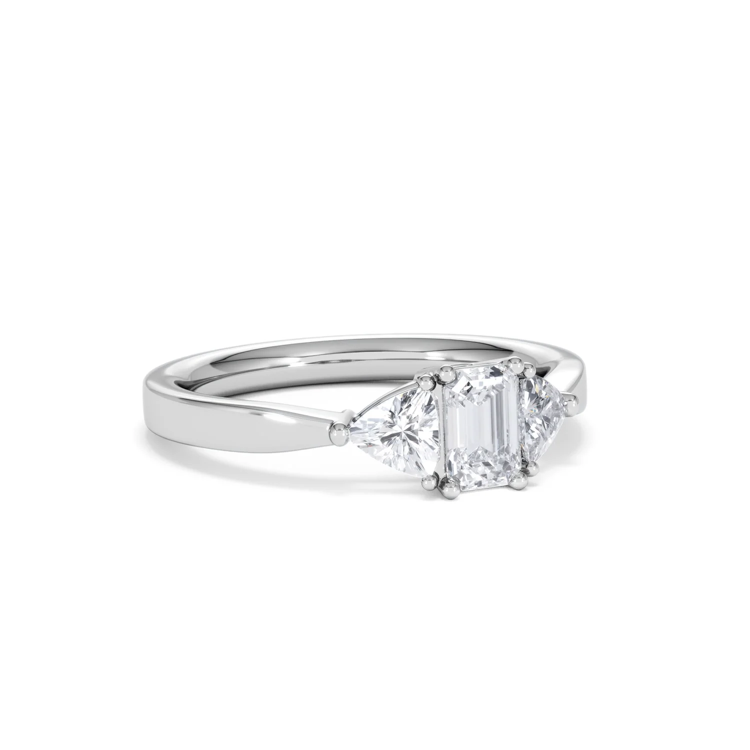 Aurora Lab Diamond Emerald Cut and Trillion 1.00ct Ring in 18K White Gold F/VS1 - Image 18