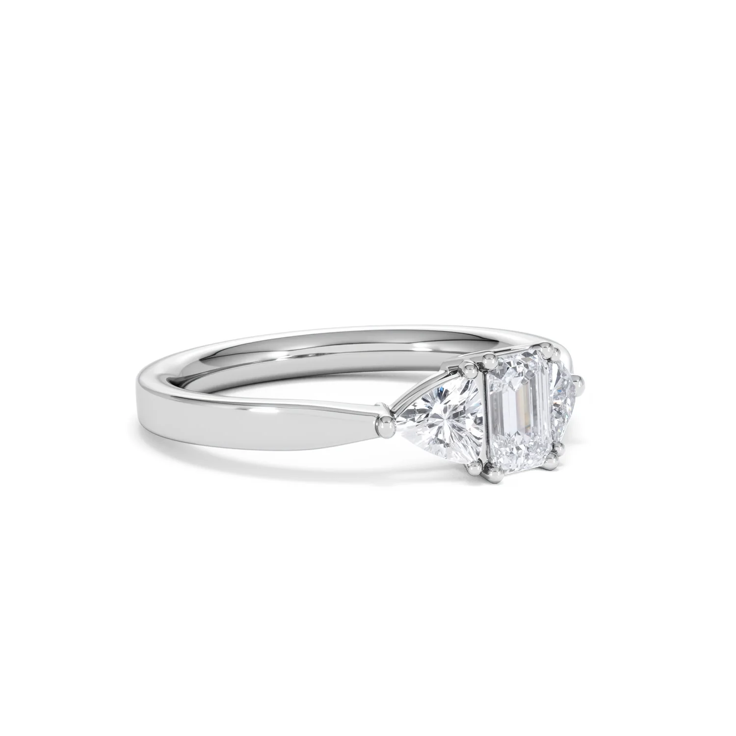 Aurora Lab Diamond Emerald Cut and Trillion 1.00ct Ring in 18K White Gold F/VS1 - Image 21