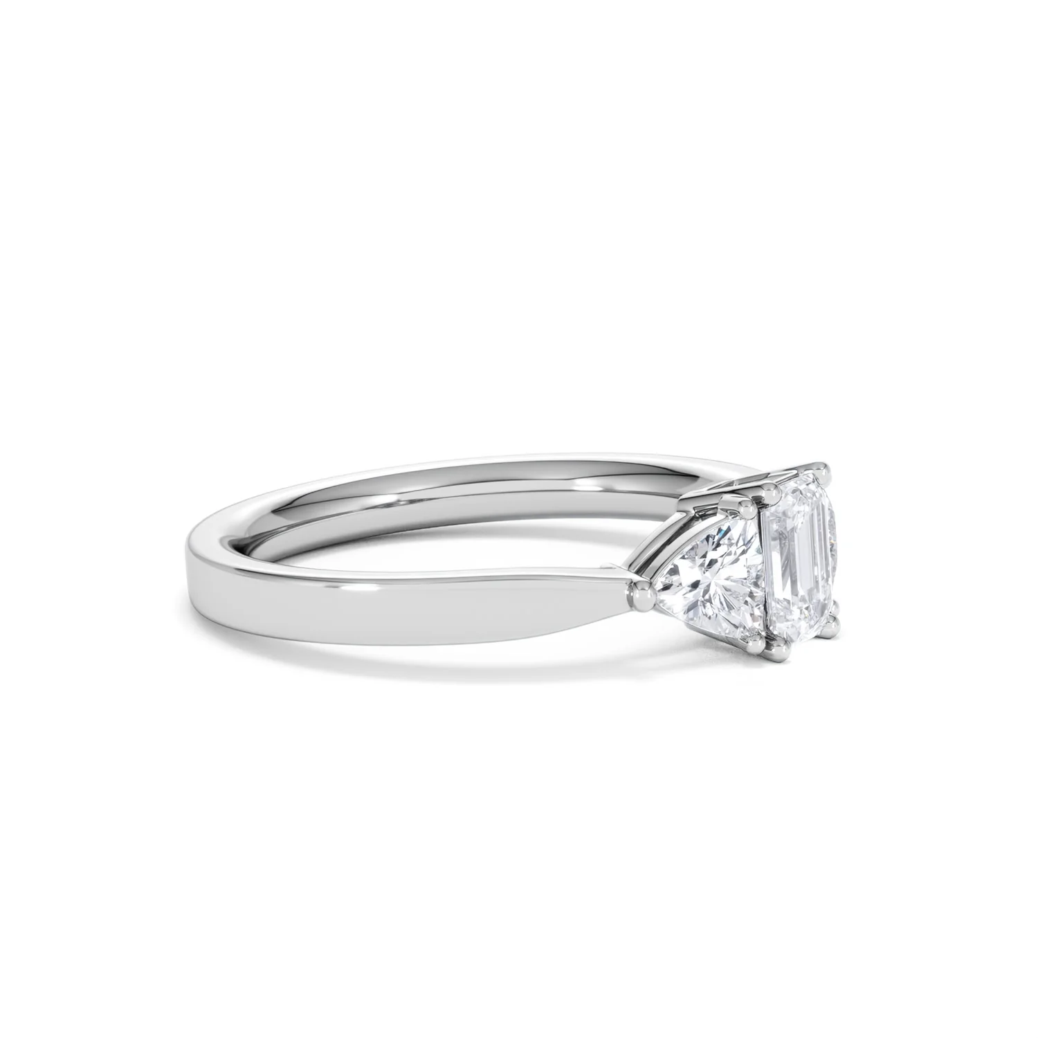 Aurora Lab Diamond Emerald Cut and Trillion 1.00ct Ring in 18K White Gold F/VS1 - Image 25