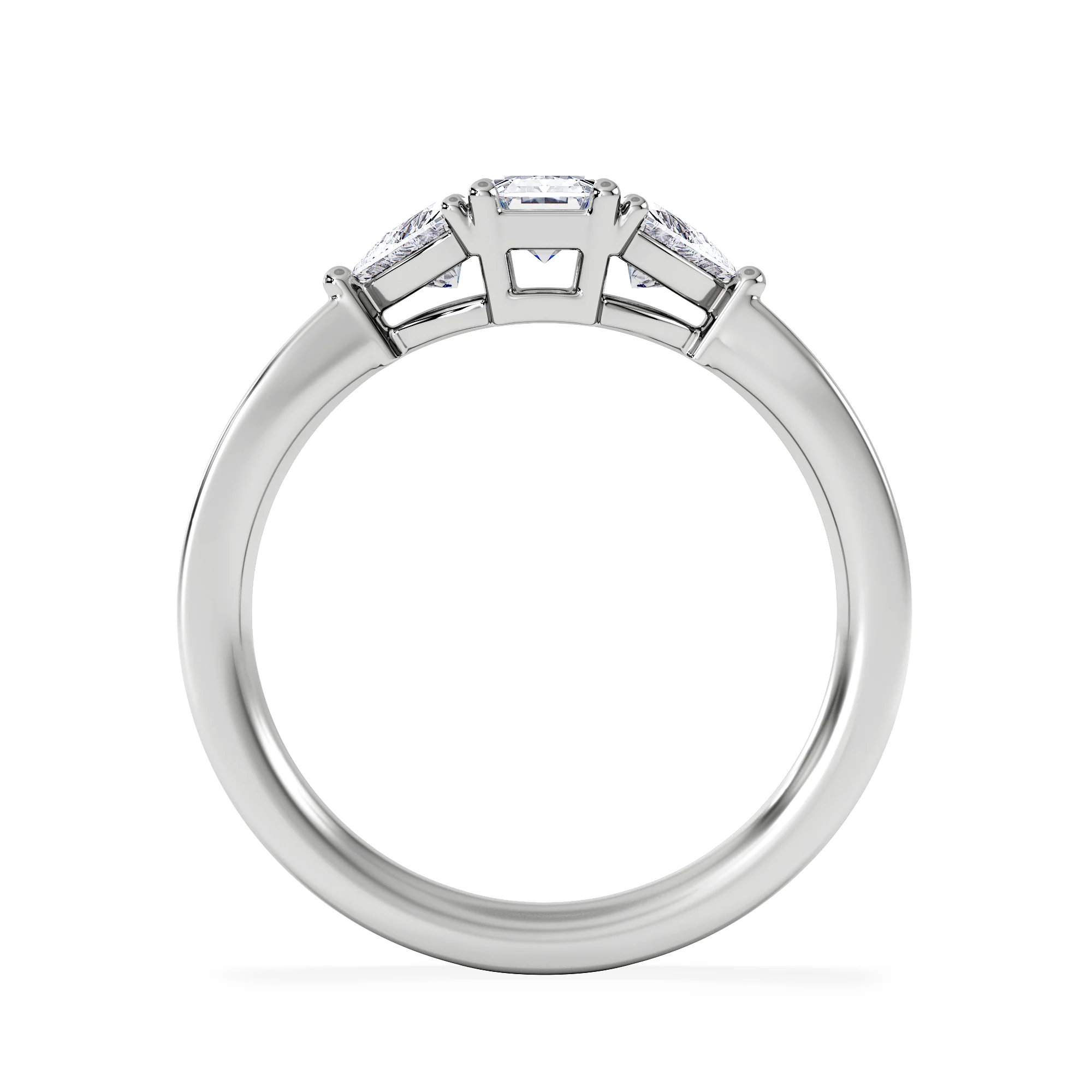 Aurora Lab Diamond Emerald Cut and Trillion 1.00ct Ring in 18K White Gold F/VS1 - Image 3