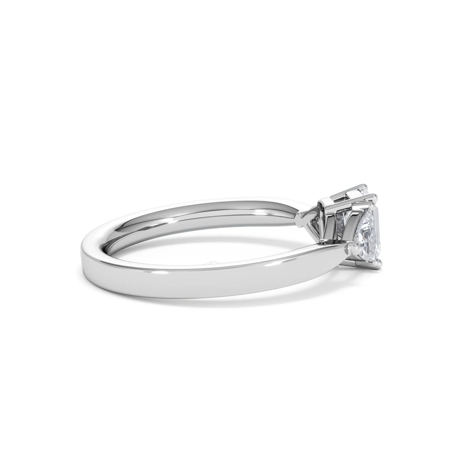 Aurora Lab Diamond Emerald Cut and Trillion 1.00ct Ring in 18K White Gold F/VS1 - Image 34