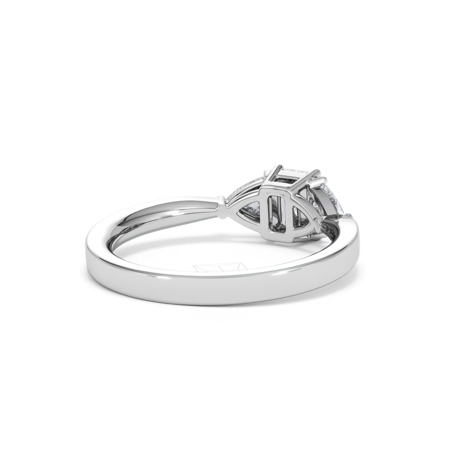 Aurora Lab Diamond Emerald Cut and Trillion 1.00ct Ring in 18K White Gold F/VS1 - Image 45