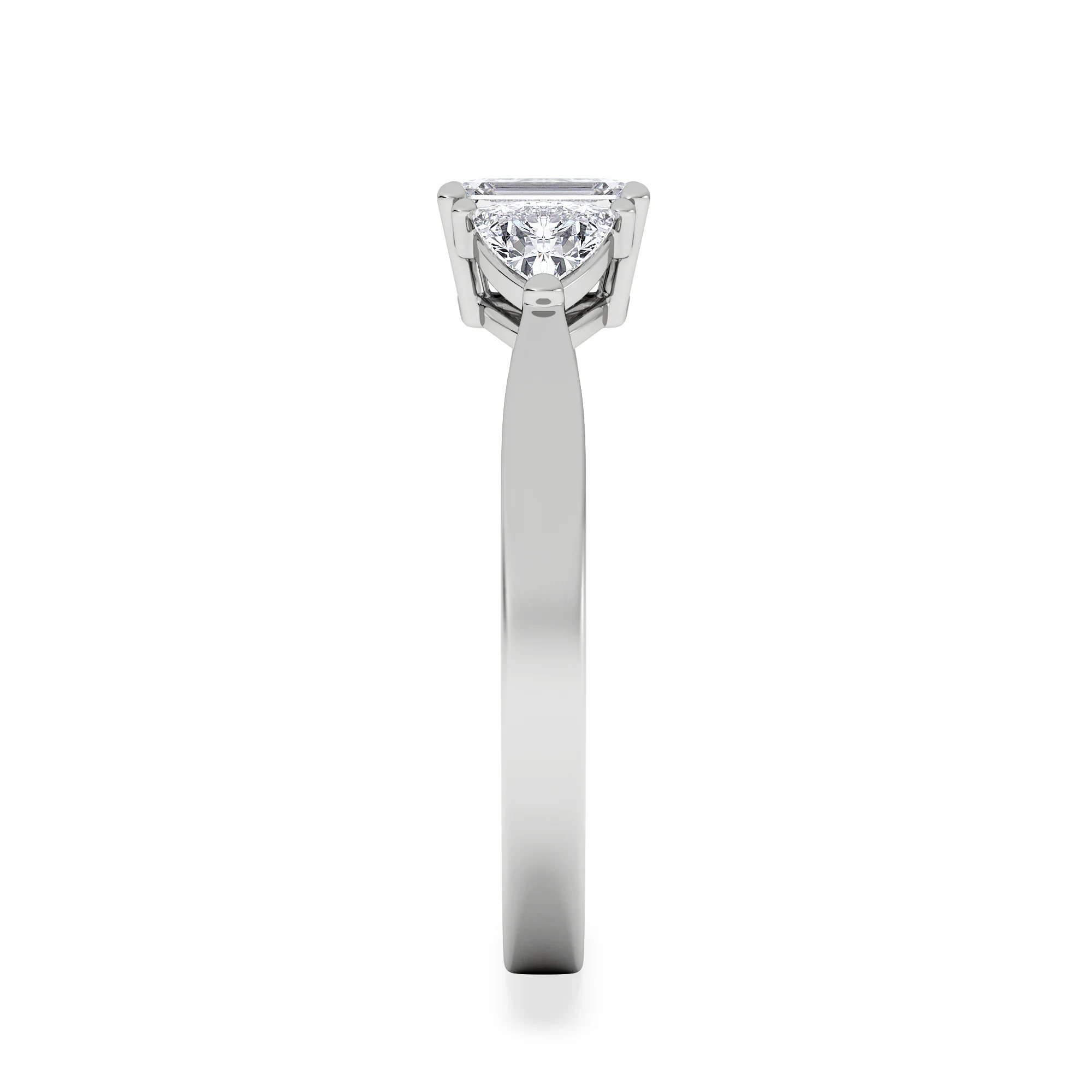Aurora Lab Diamond Emerald Cut and Trillion 1.00ct Ring in 18K White Gold F/VS1 - Image 5