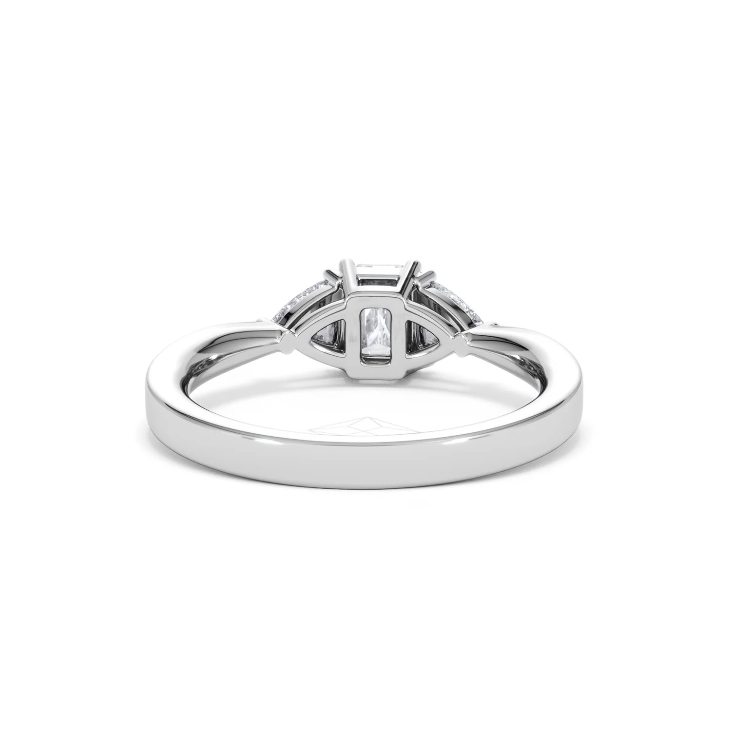 Aurora Lab Diamond Emerald Cut and Trillion 1.00ct Ring in 18K White Gold F/VS1 - Image 51