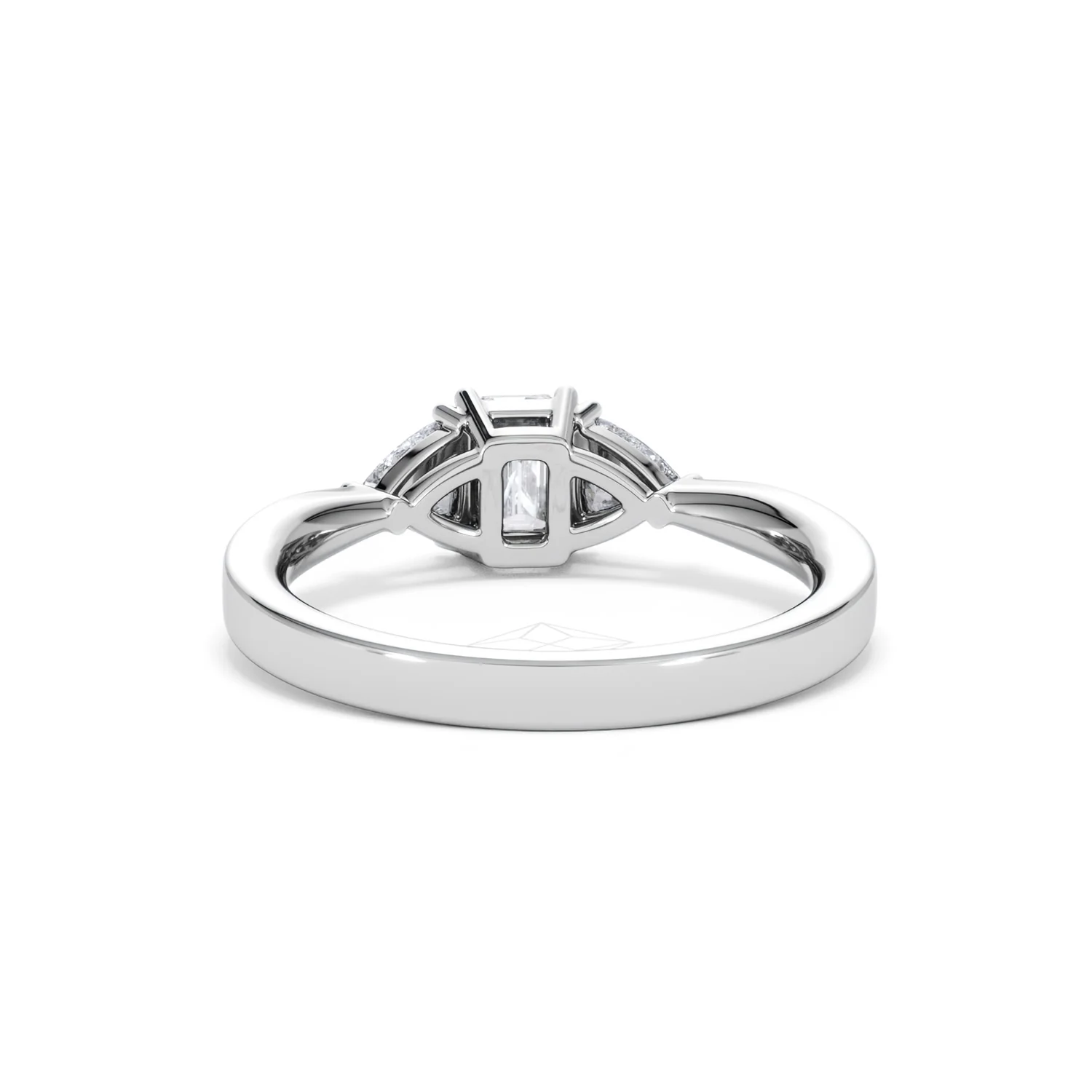 Aurora Lab Diamond Emerald Cut and Trillion 1.00ct Ring in 18K White Gold F/VS1 - Image 53