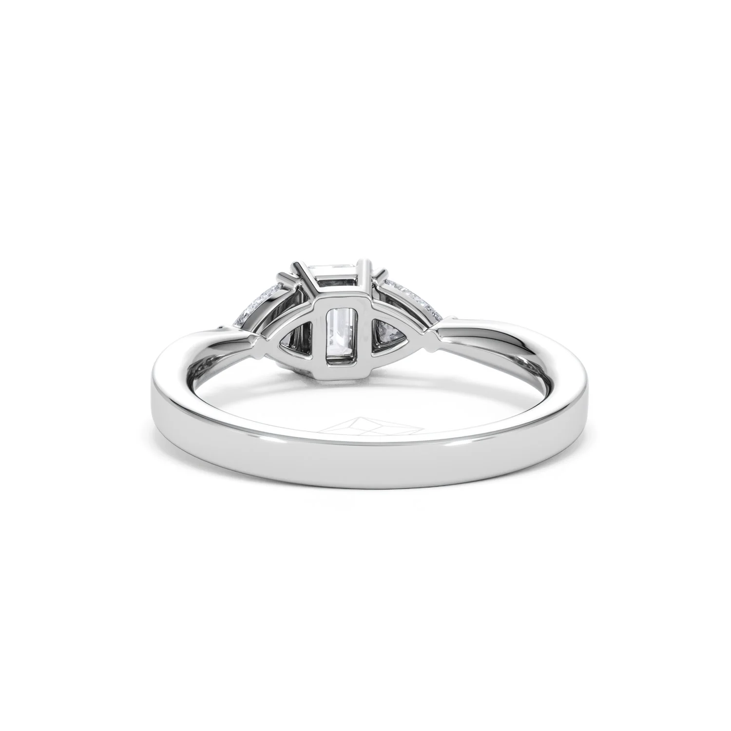 Aurora Lab Diamond Emerald Cut and Trillion 1.00ct Ring in 18K White Gold F/VS1 - Image 54