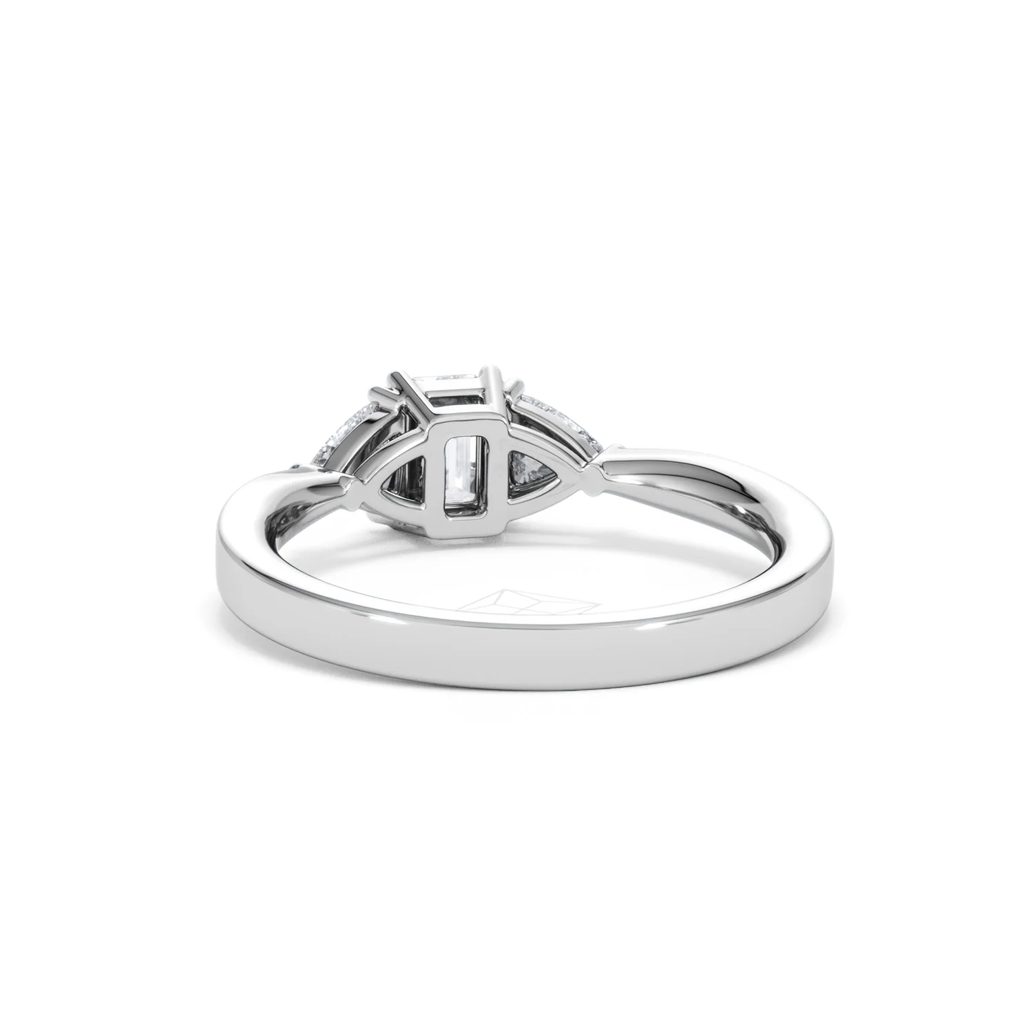 Aurora Lab Diamond Emerald Cut and Trillion 1.00ct Ring in 18K White Gold F/VS1 - Image 55