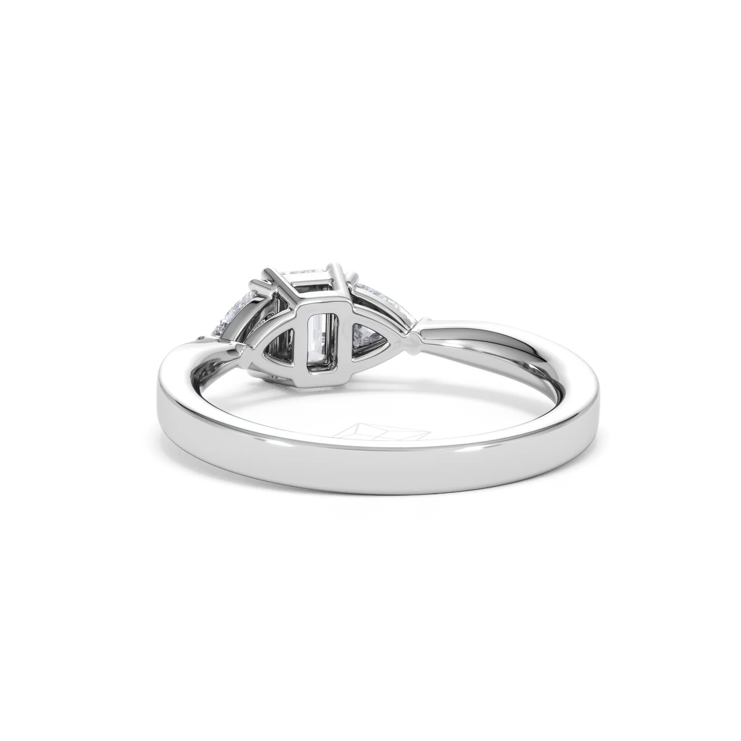 Aurora Lab Diamond Emerald Cut and Trillion 1.00ct Ring in 18K White Gold F/VS1 - Image 56
