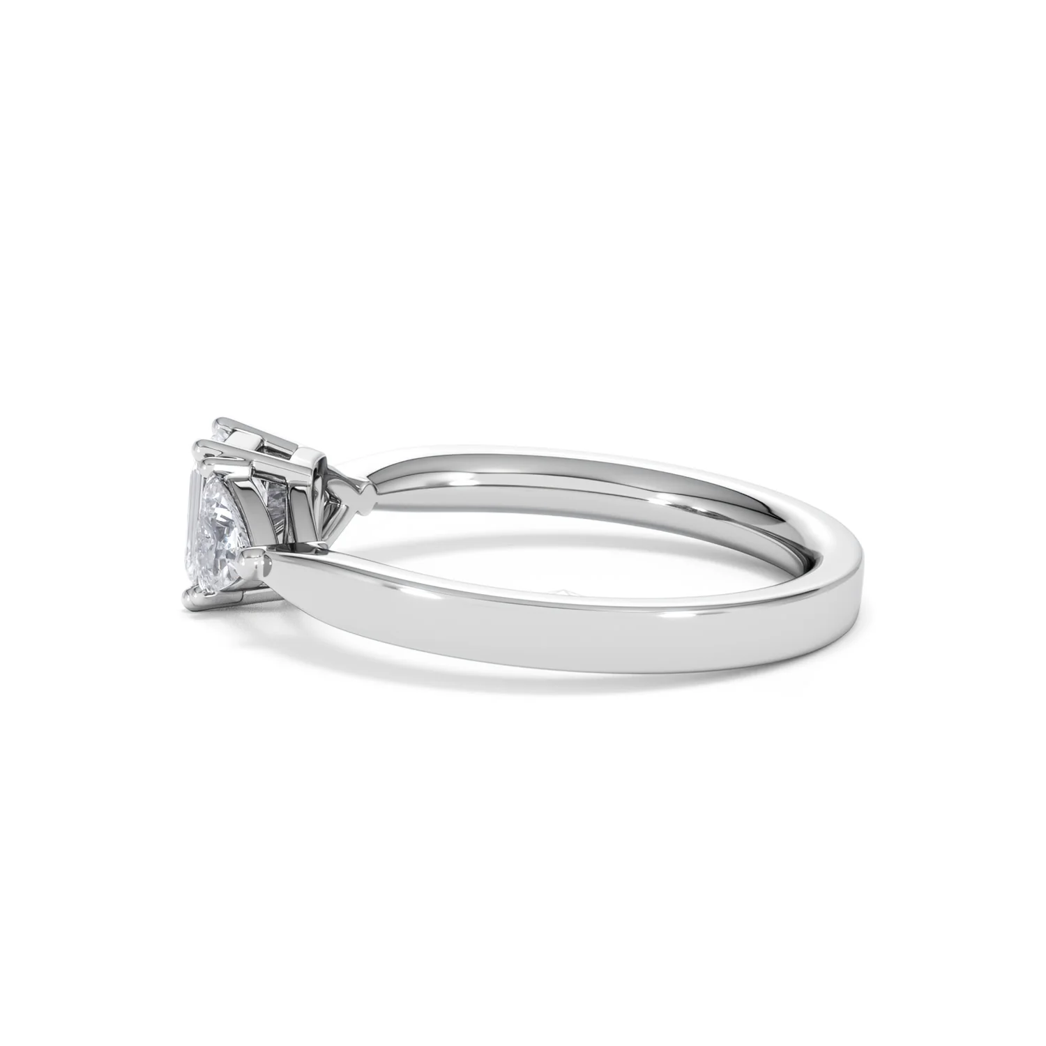 Aurora Lab Diamond Emerald Cut and Trillion 1.00ct Ring in 18K White Gold F/VS1 - Image 70