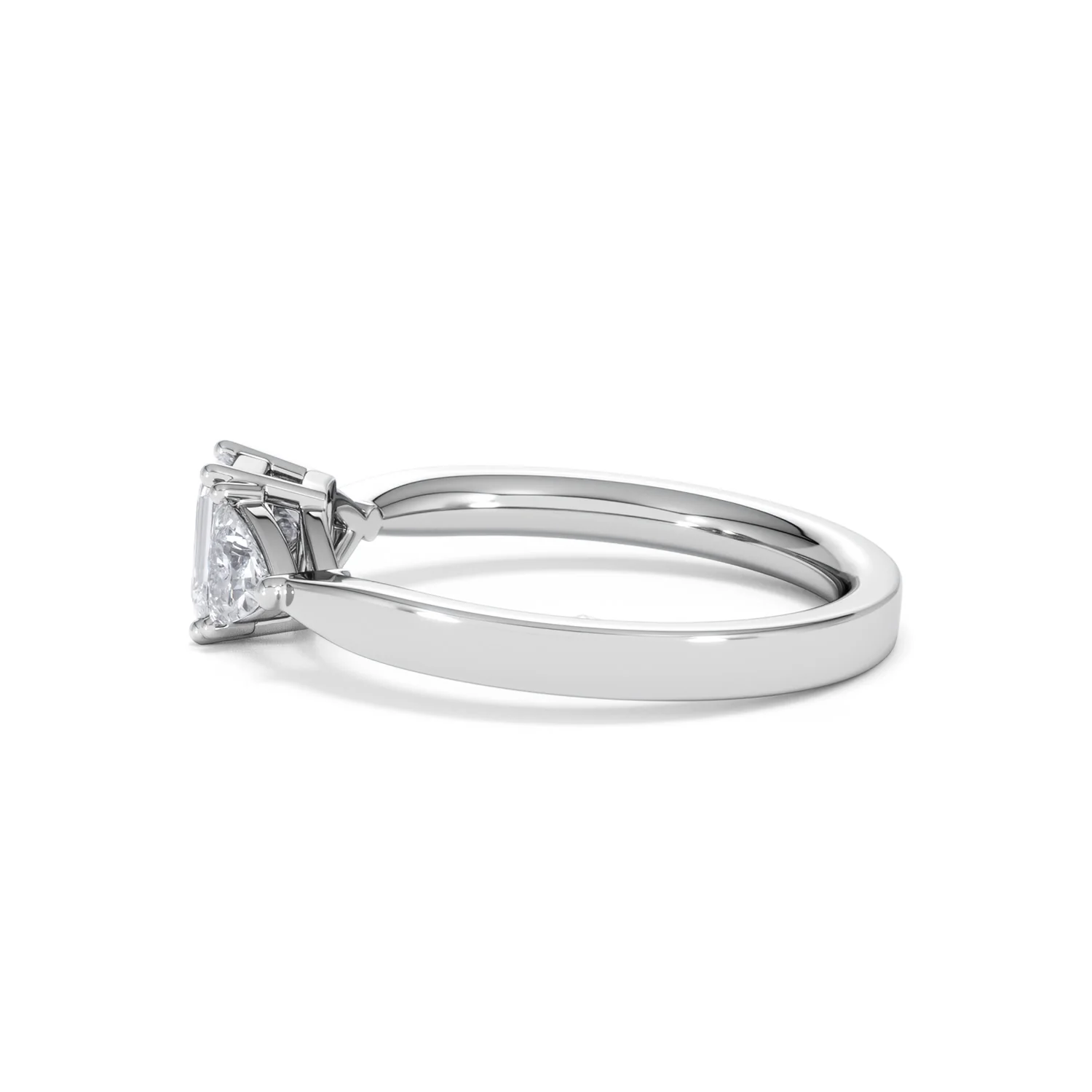 Aurora Lab Diamond Emerald Cut and Trillion 1.00ct Ring in 18K White Gold F/VS1 - Image 71