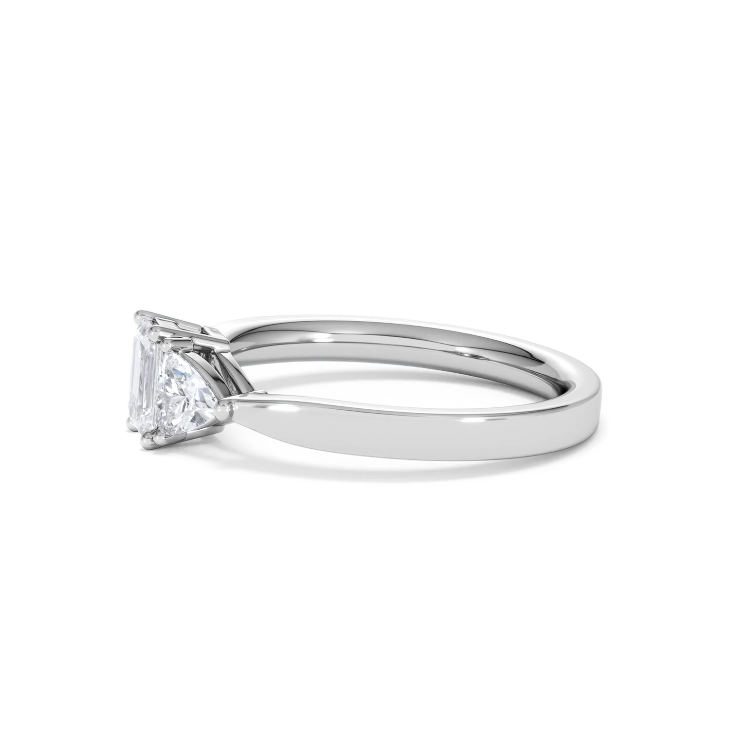 Aurora Lab Diamond Emerald Cut and Trillion 1.00ct Ring in 18K White Gold F/VS1 - Image 75