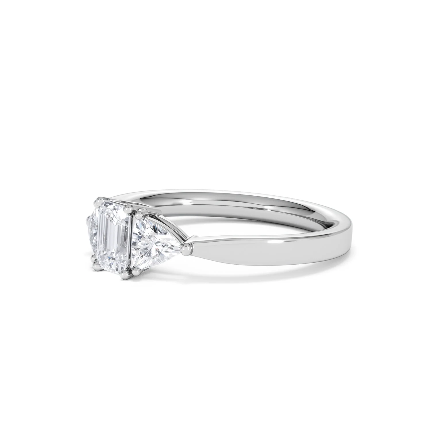 Aurora Lab Diamond Emerald Cut and Trillion 1.00ct Ring in 18K White Gold F/VS1 - Image 81