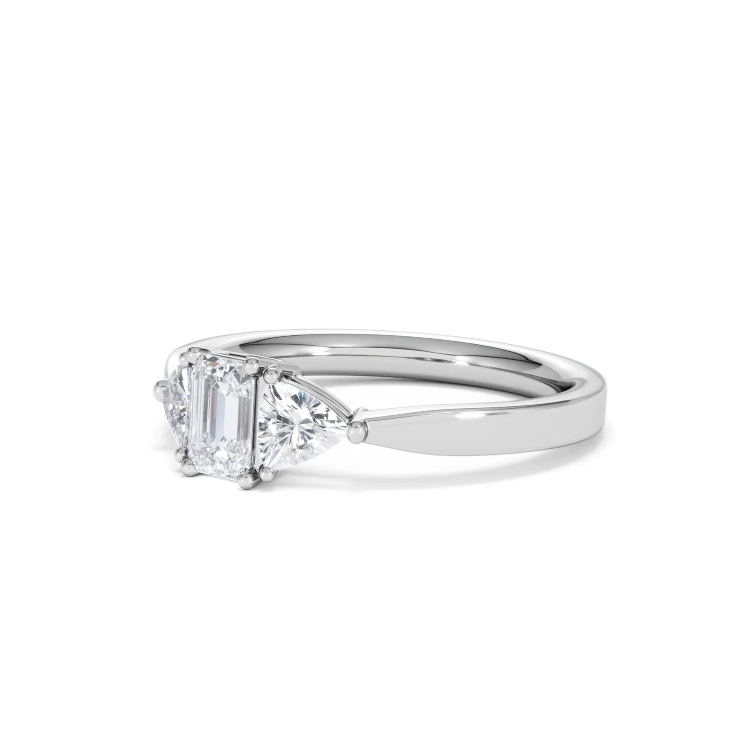 Aurora Lab Diamond Emerald Cut and Trillion 1.00ct Ring in 18K White Gold F/VS1 - Image 83