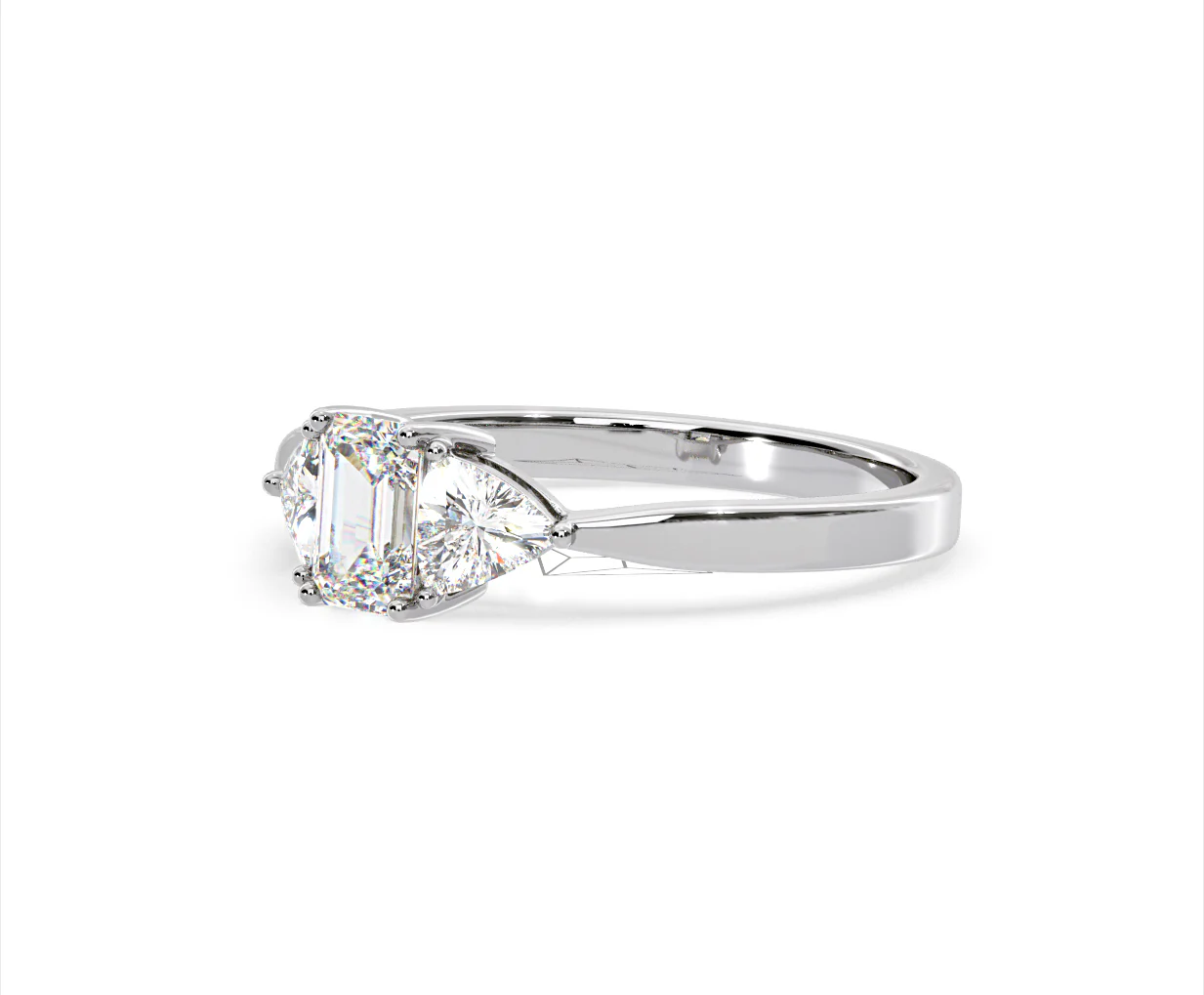 Aurora Lab Diamond Emerald Cut and Trillion 1.00ct Ring in 18K White Gold F/VS1 - Image 97