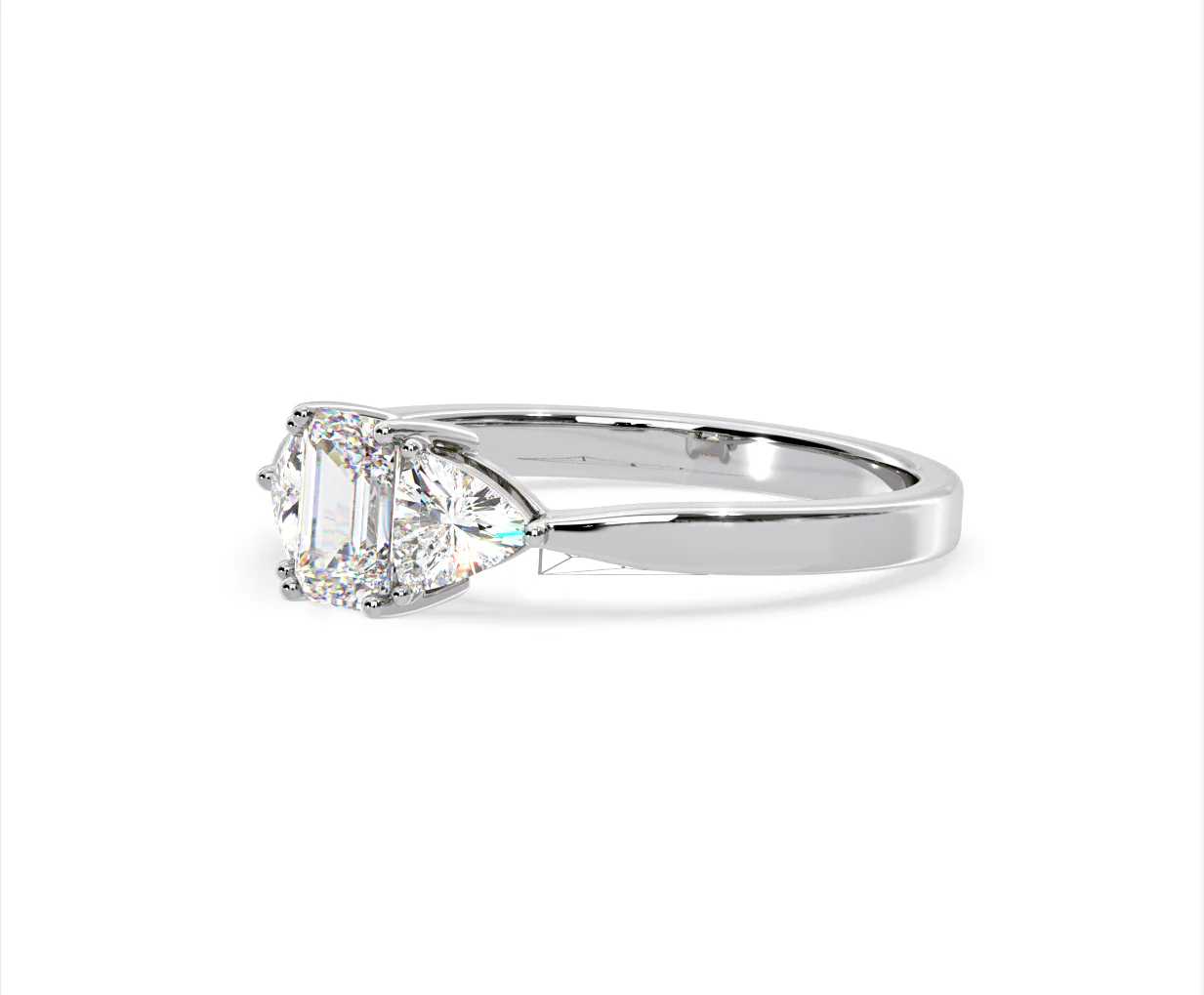 Aurora Lab Diamond Emerald Cut and Trillion 1.00ct Ring in 18K White Gold F/VS1 - Image 98
