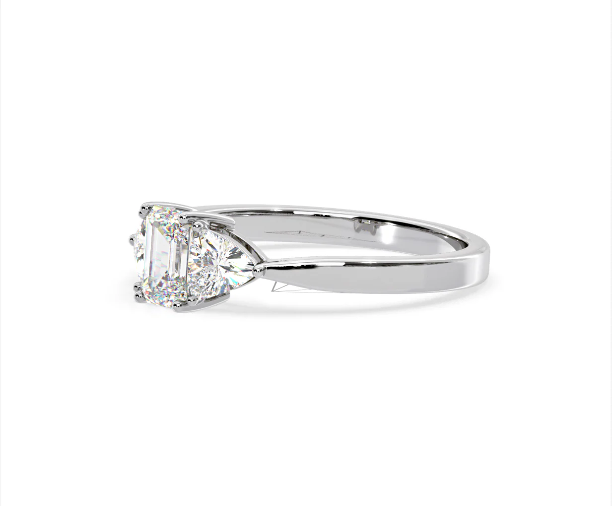 Aurora Lab Diamond Emerald Cut and Trillion 1.00ct Ring in 18K White Gold F/VS1 - Image 99