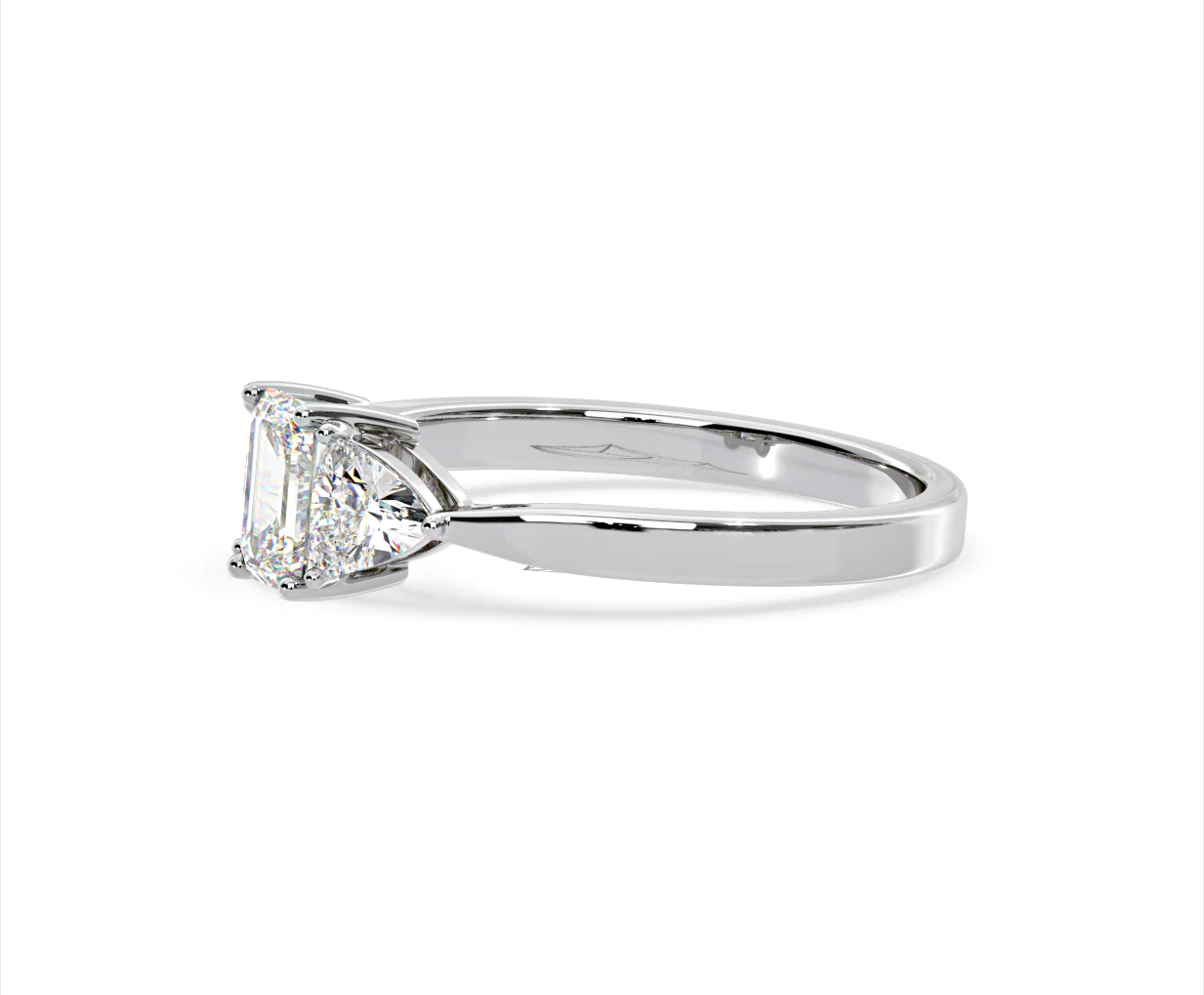Aurora Lab Diamond Emerald Cut and Trillion 1.00ct Ring in Platinum F/VS1 - Image 102
