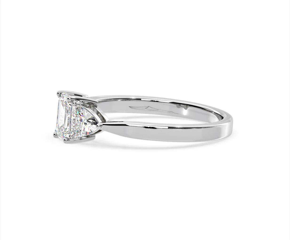 Aurora Lab Diamond Emerald Cut and Trillion 1.00ct Ring in Platinum F/VS1 - Image 103