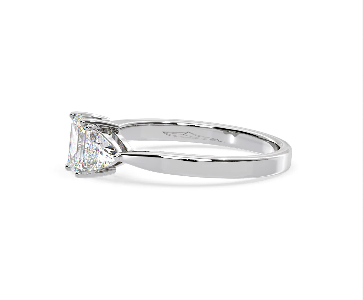 Aurora Lab Diamond Emerald Cut and Trillion 1.00ct Ring in Platinum F/VS1 - Image 104