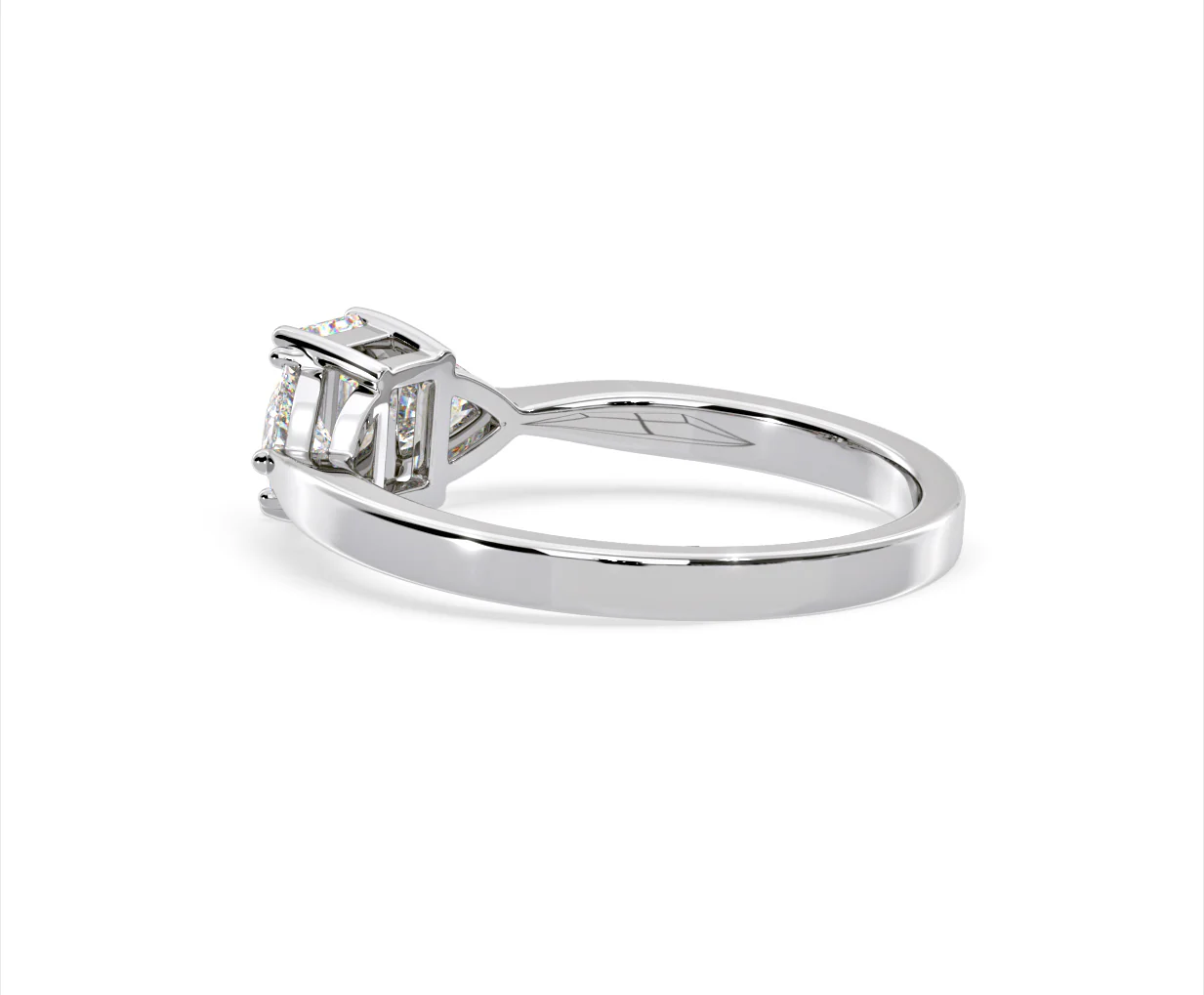 Aurora Lab Diamond Emerald Cut and Trillion 1.00ct Ring in Platinum F/VS1 - Image 116