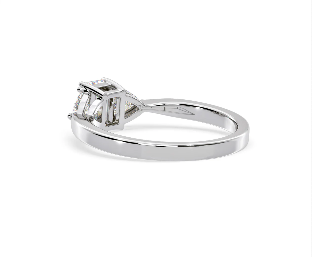 Aurora Lab Diamond Emerald Cut and Trillion 1.00ct Ring in Platinum F/VS1 - Image 118