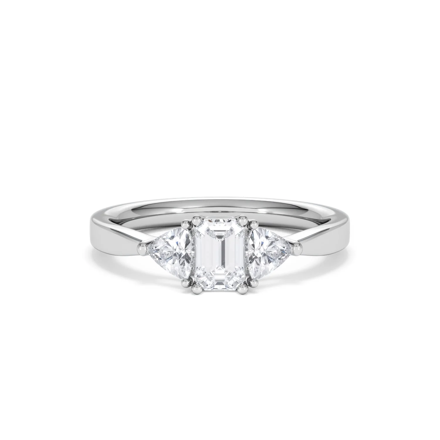 Aurora Lab Diamond Emerald Cut and Trillion 1.00ct Ring in Platinum F/VS1 - Image 12