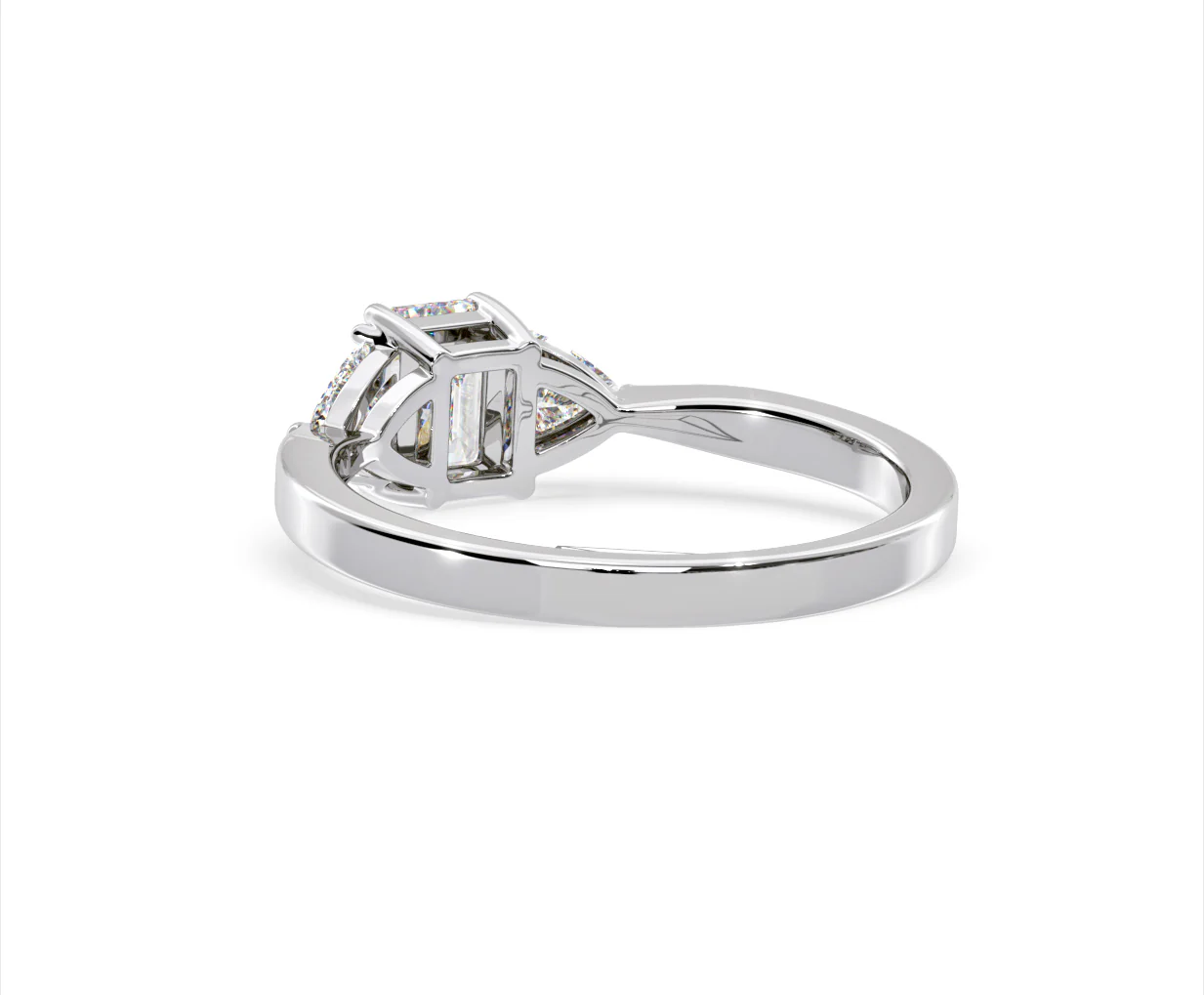 Aurora Lab Diamond Emerald Cut and Trillion 1.00ct Ring in Platinum F/VS1 - Image 121