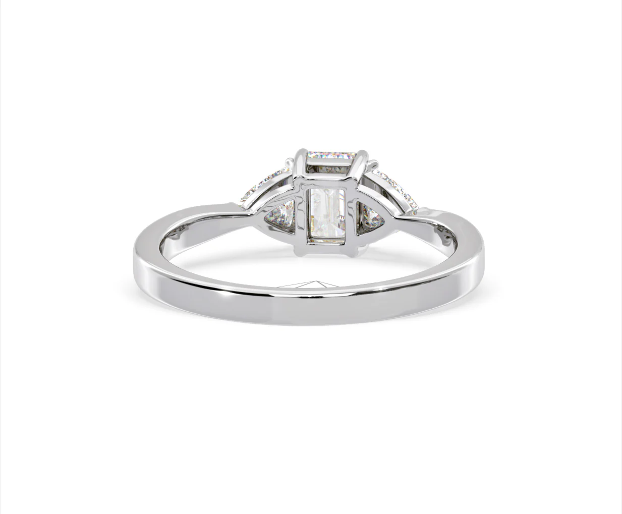 Aurora Lab Diamond Emerald Cut and Trillion 1.00ct Ring in Platinum F/VS1 - Image 129