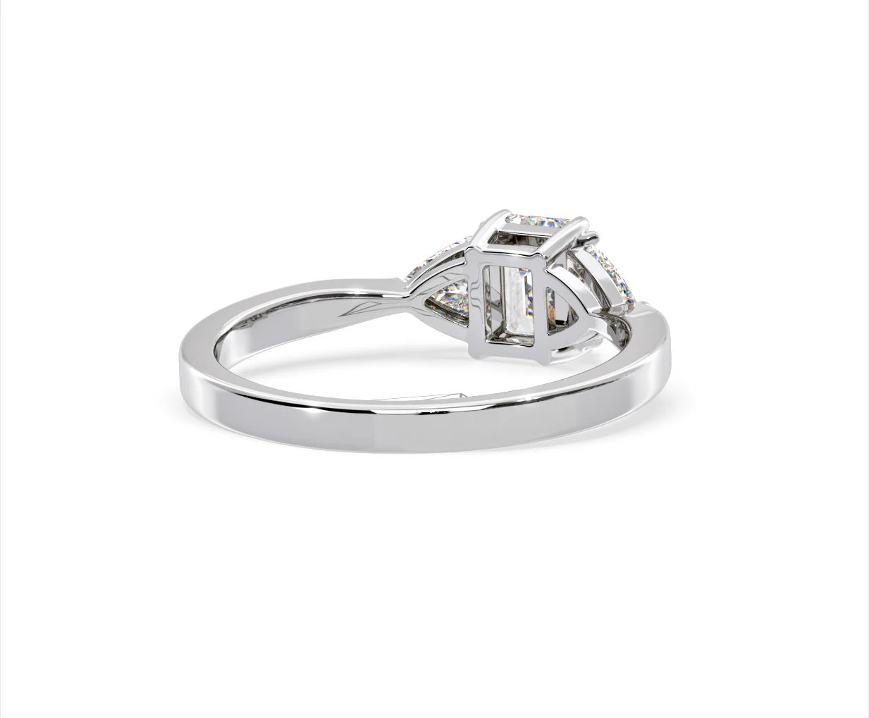 Aurora Lab Diamond Emerald Cut and Trillion 1.00ct Ring in Platinum F/VS1 - Image 133