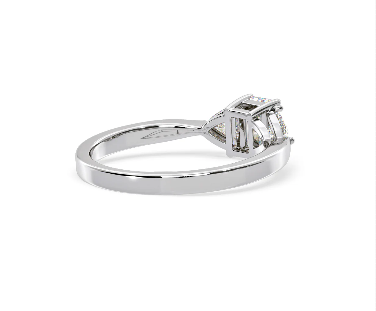 Aurora Lab Diamond Emerald Cut and Trillion 1.00ct Ring in Platinum F/VS1 - Image 137