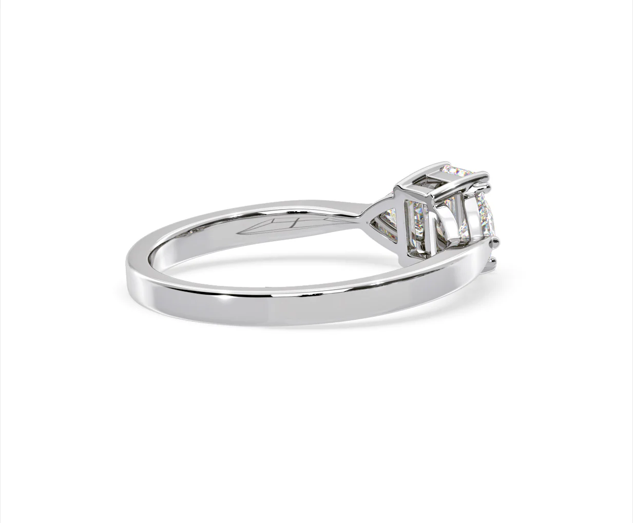 Aurora Lab Diamond Emerald Cut and Trillion 1.00ct Ring in Platinum F/VS1 - Image 139