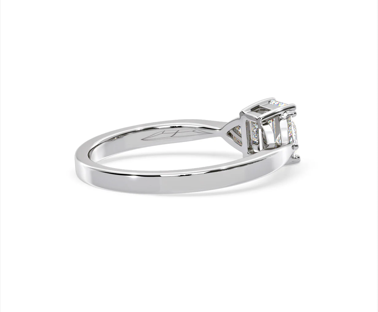 Aurora Lab Diamond Emerald Cut and Trillion 1.00ct Ring in Platinum F/VS1 - Image 140