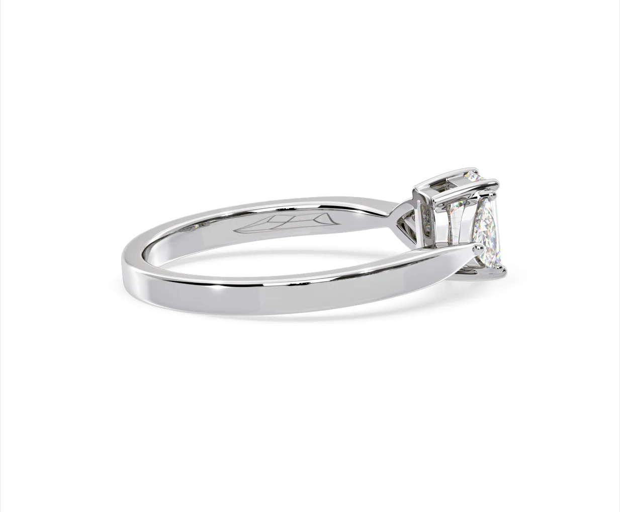 Aurora Lab Diamond Emerald Cut and Trillion 1.00ct Ring in Platinum F/VS1 - Image 143