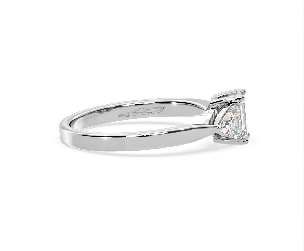 Aurora Lab Diamond Emerald Cut and Trillion 1.00ct Ring in Platinum F/VS1 - Image 148