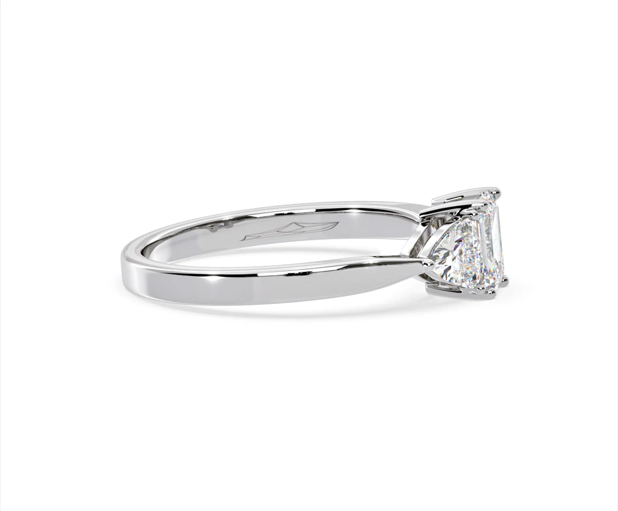 Aurora Lab Diamond Emerald Cut and Trillion 1.00ct Ring in Platinum F/VS1 - Image 150