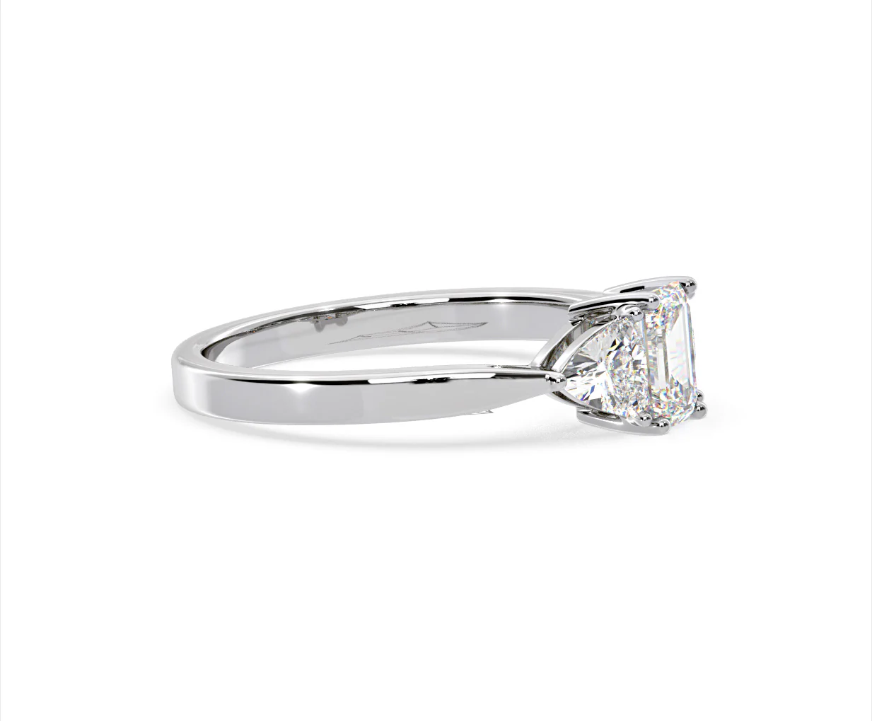 Aurora Lab Diamond Emerald Cut and Trillion 1.00ct Ring in Platinum F/VS1 - Image 153